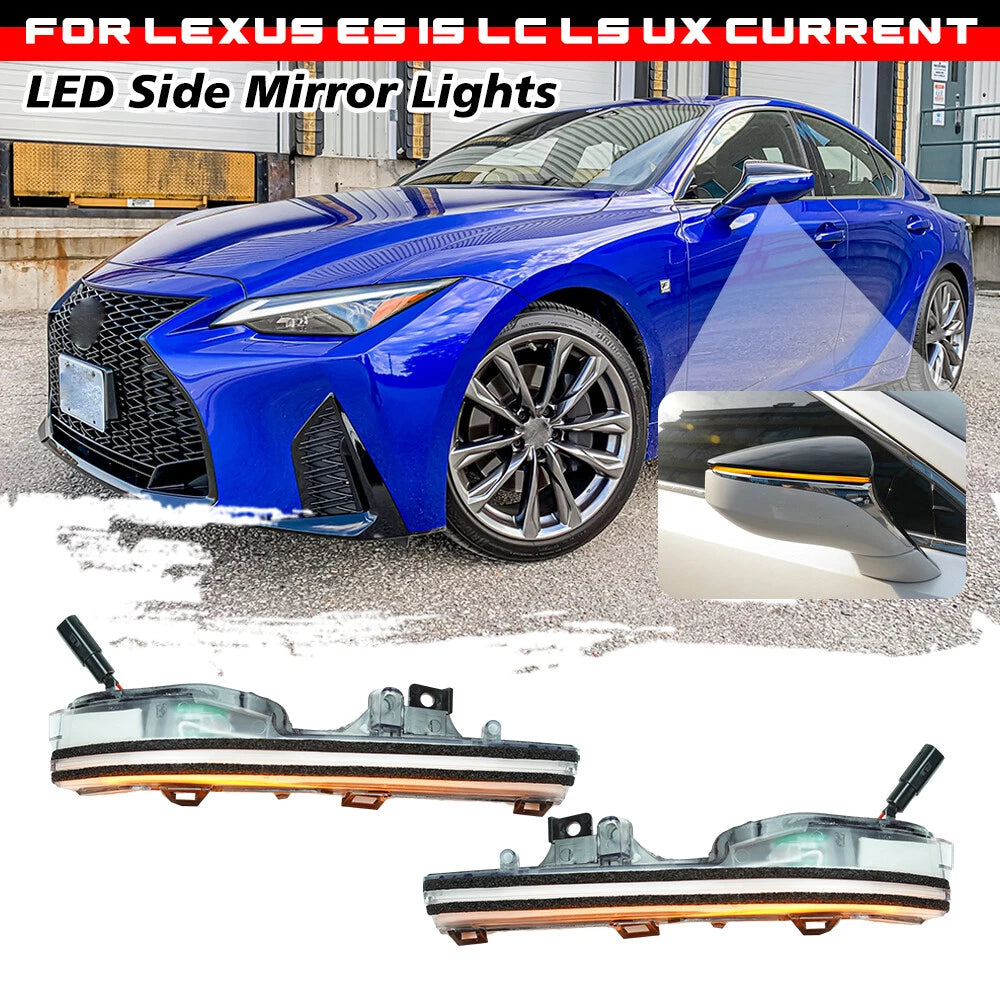 Clear Sequential LED Side Mirror Lamp Turn Signal Light for Lexus LS (2018–2025)