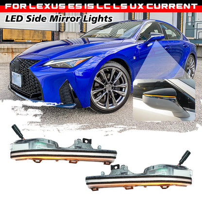 Clear Sequential LED Side Mirror Lamp Turn Signal Light for Lexus LS (2018–2025)