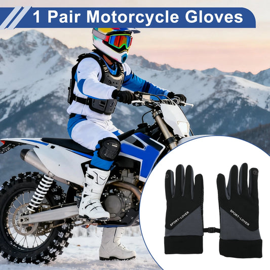 Full Finger Outdoor Fleece Cycling Gloves for Mountain Biking Polyester Black
