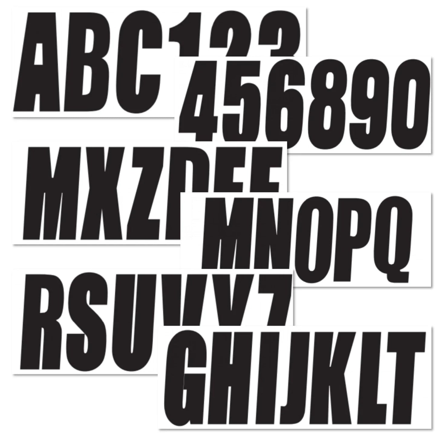 4 x Boat Registration Decals A-Z & 0-9 Black