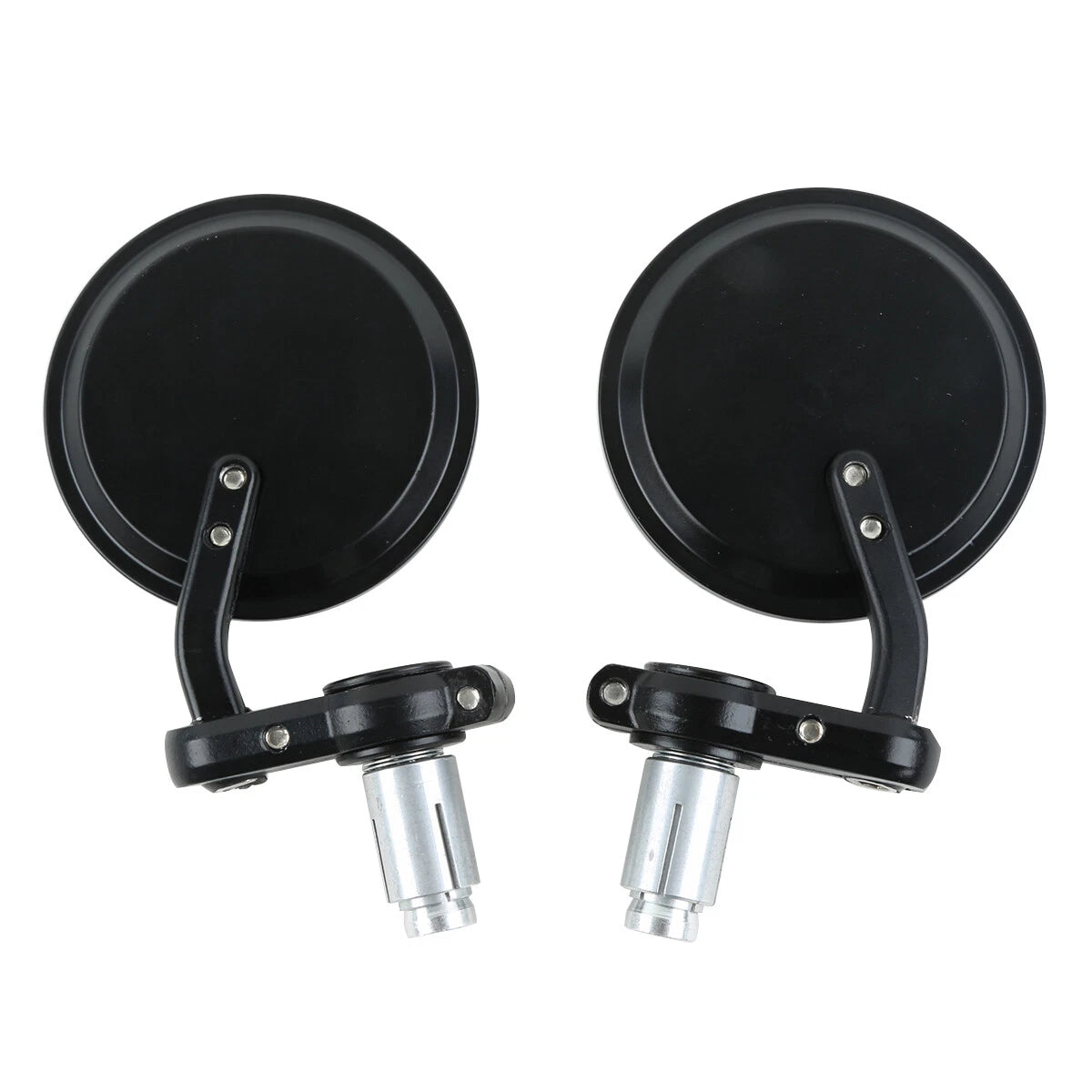 Black Handle Bar End Rearview Mirror 3" Round 7/8" for BMW Harley Honda Suzuki
