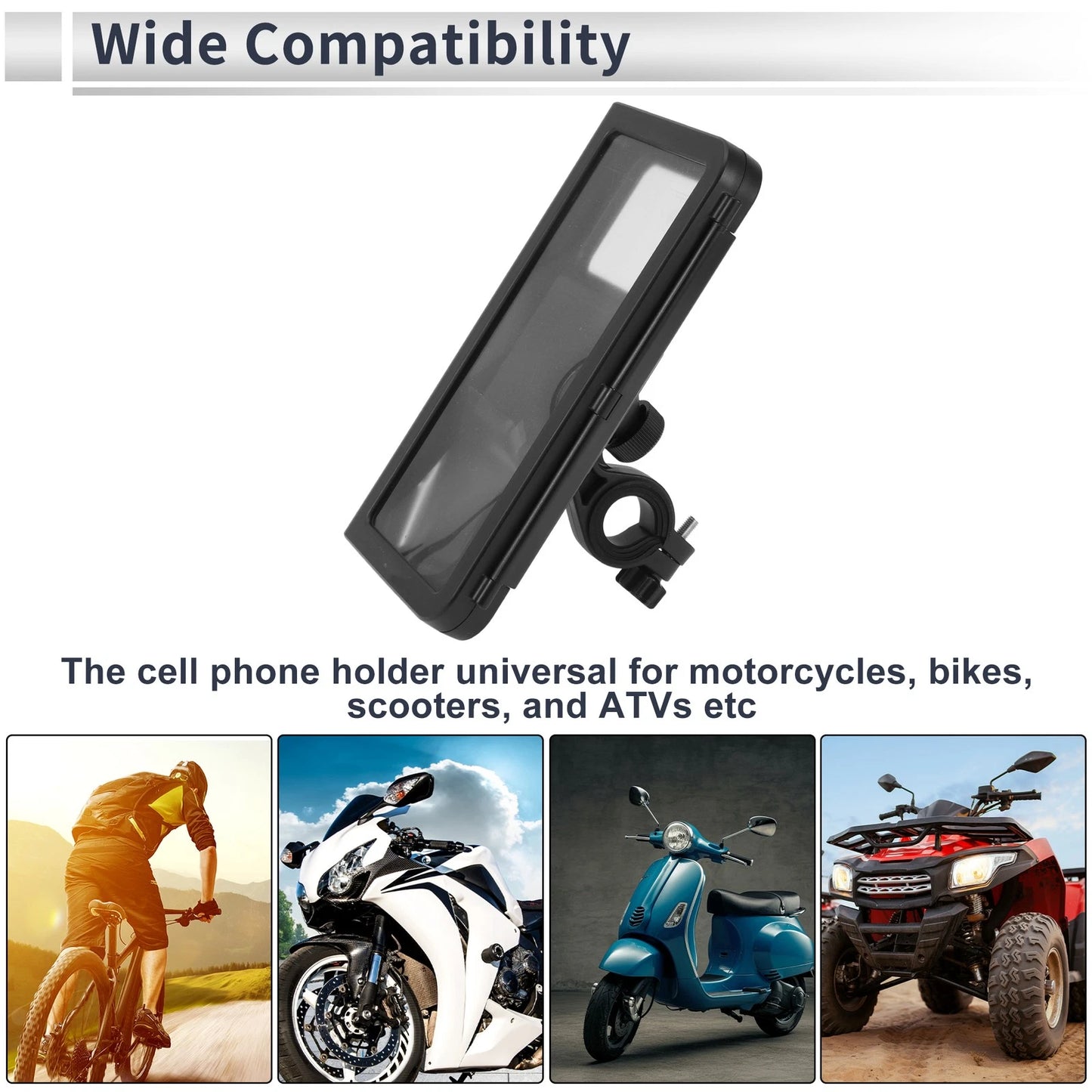 Phone Mount Holder 4.7-7 in for Motorcycle Handlebar ABS PC