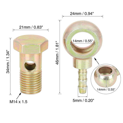 Banjo Hose Barb Bolt Fittings / 14mm for Motorcycle Car