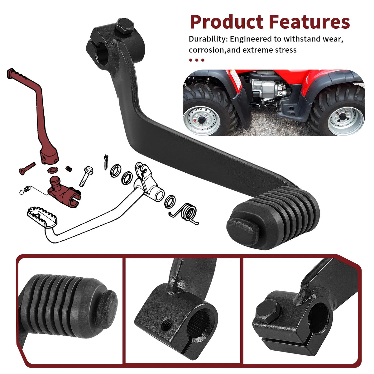 Shifter Shift Lever Pedal Black for Honda Fourtrax TRX300 (1988–2000)