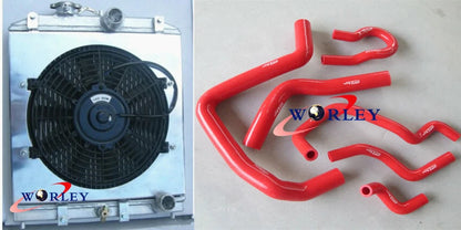 Radiator Shroud Fan + Red Hose for Honda Civic CRX EG EK B16 B18