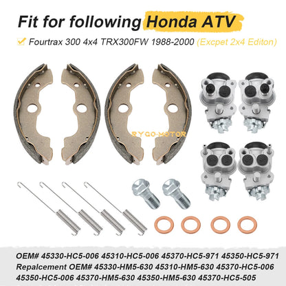 Front Brake Wheel Cylinders W/Shoes for Honda TRX350 Rancher 350 (2000–2003)