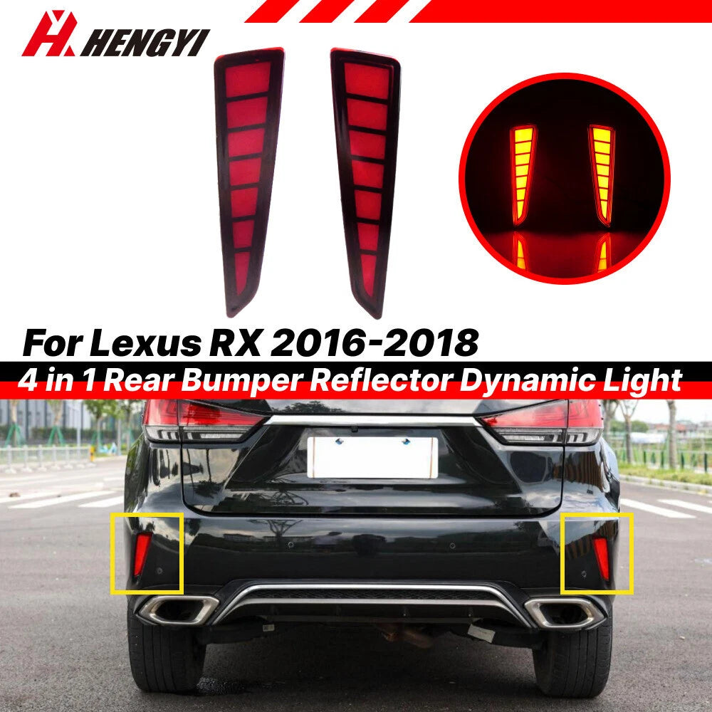 Red Lens Rear Bumper Reflector Brake Signal Light for Lexus RX (2016–2018)
