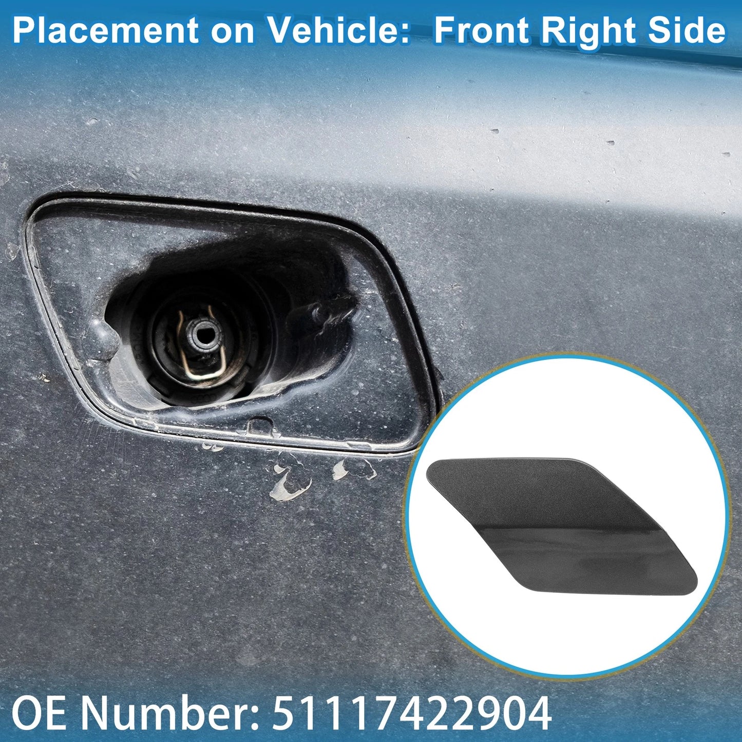 Front Right Washer Nozzle Cover for BMW X6 (2015-2019) Gray