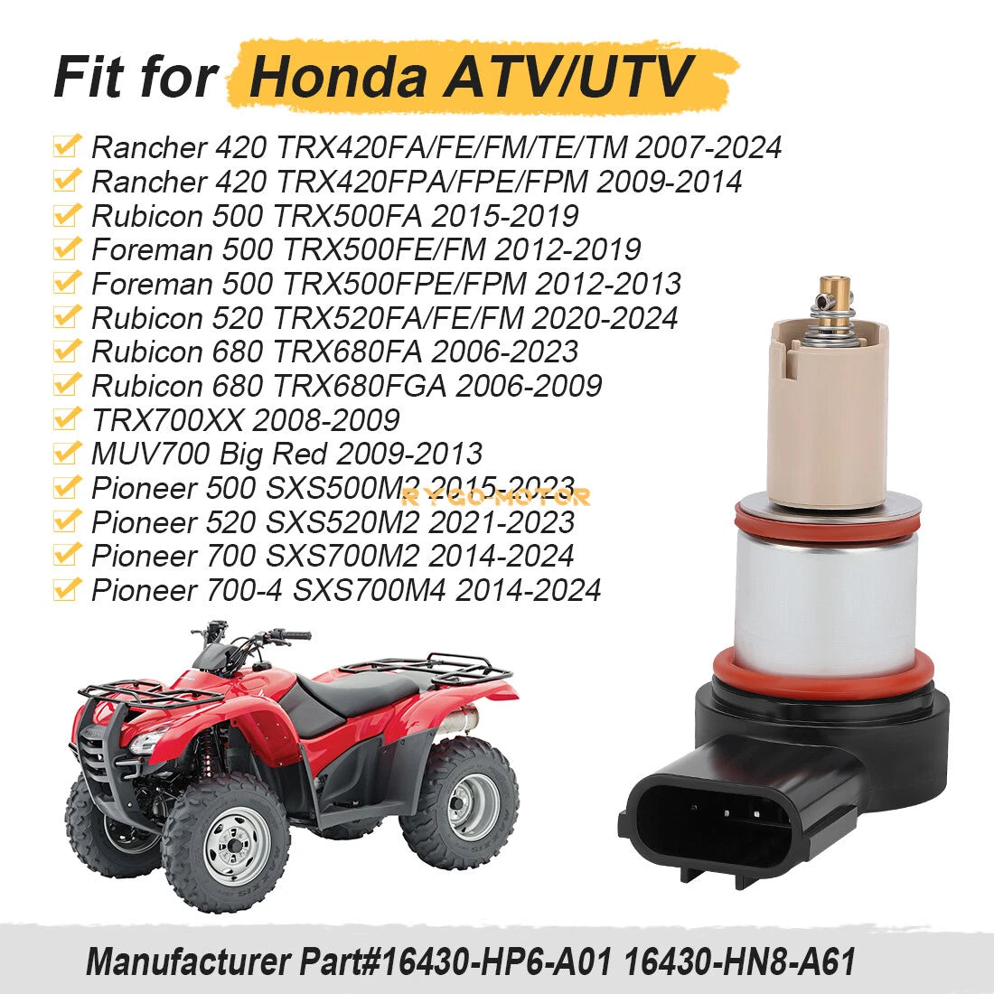 Idle Air Control Valve for Honda Rincon Rancher Pioneer Foreman