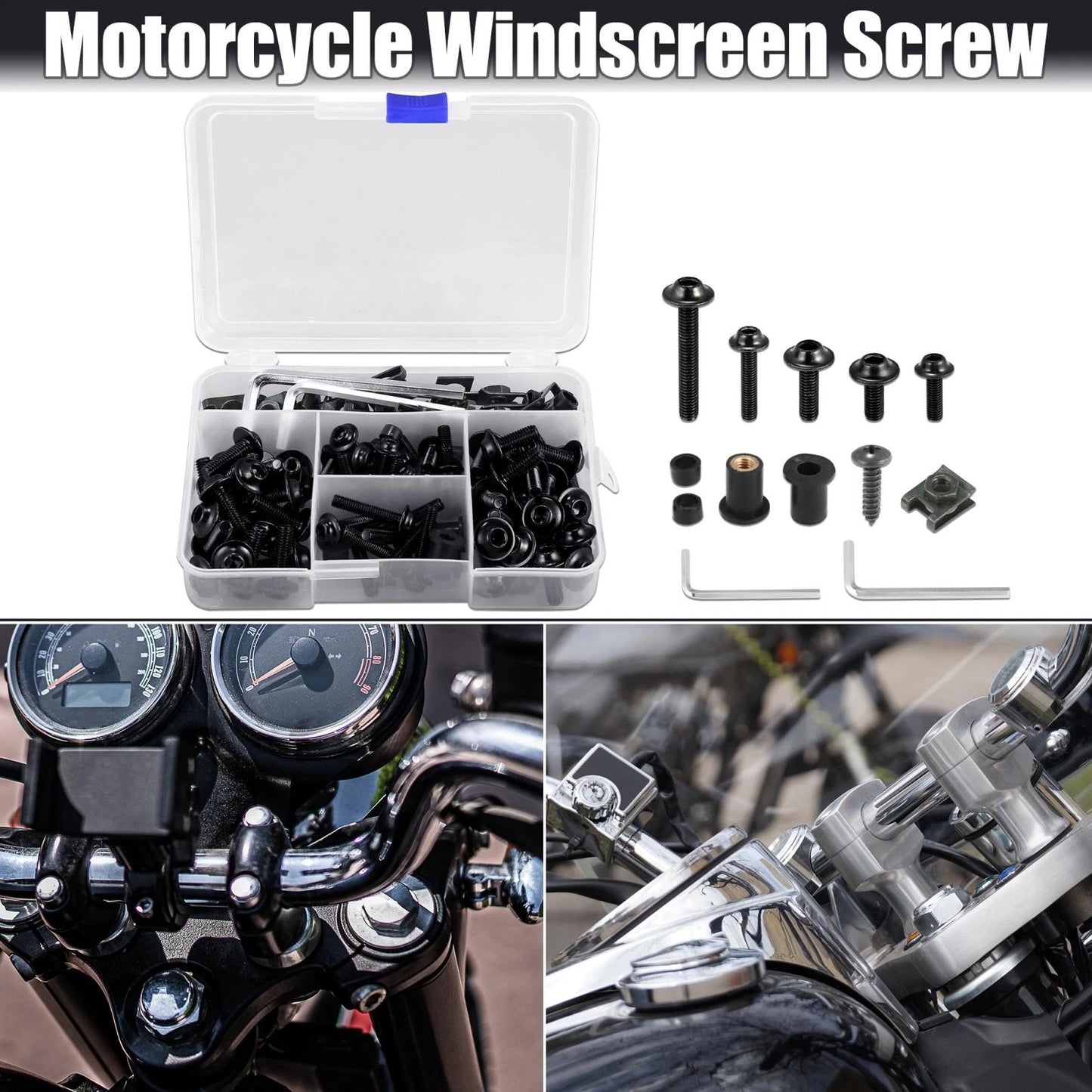 Bolts & Screws 137pcs Black Motorcycle Fairing Fasteners Mounting Washers Nuts for Motorcycle