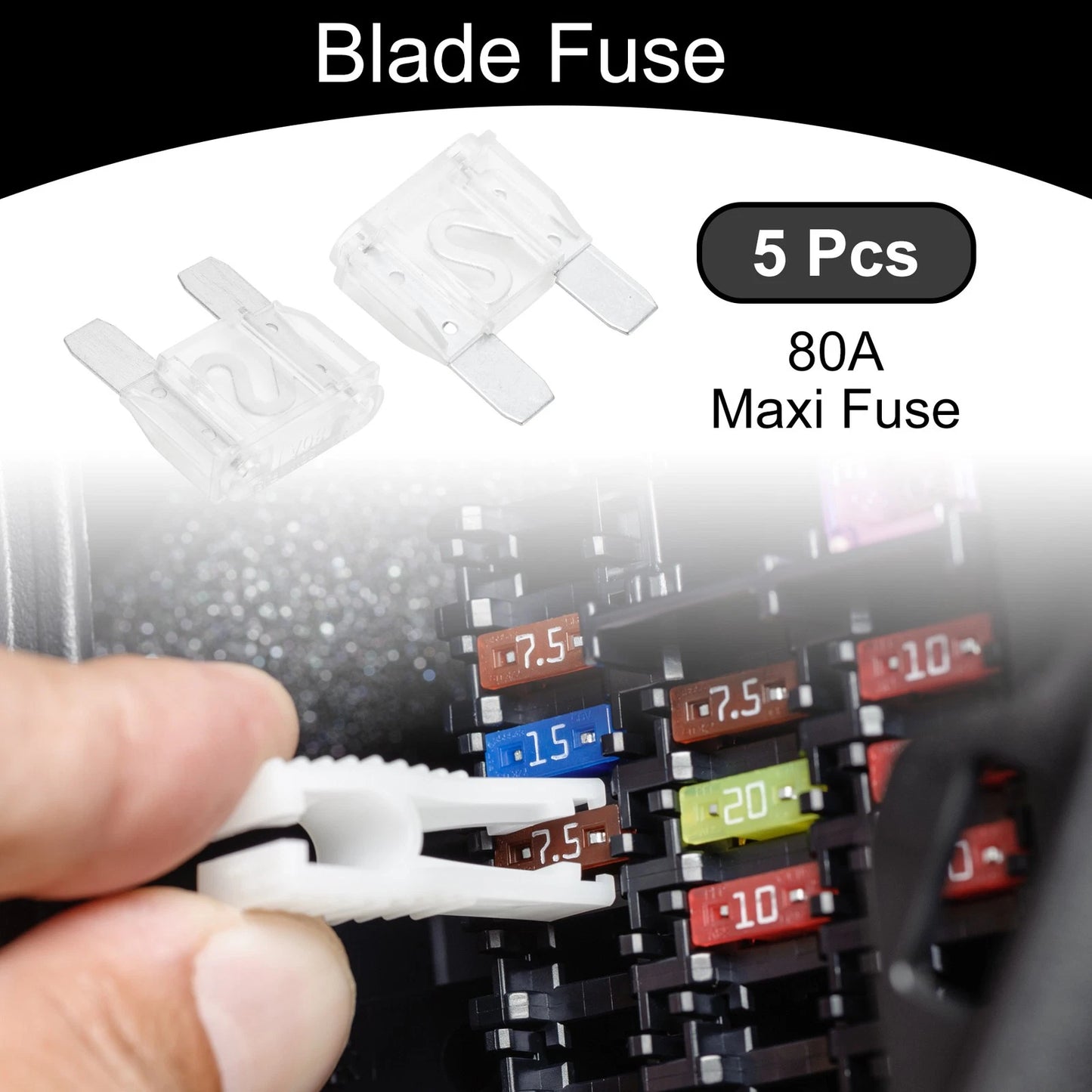 Maxi Fuse 80A Blade Fuse for Car Boat Truck RV Motorcycle White 5 Pcs