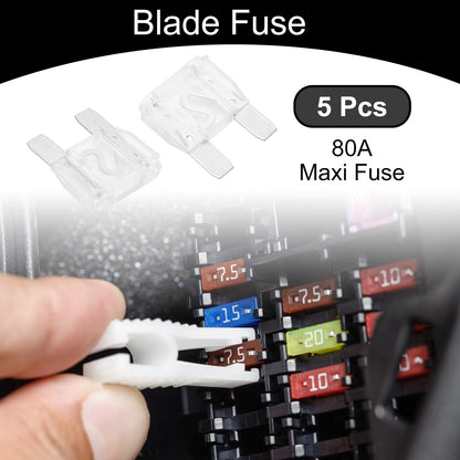 Maxi Fuse 80A Blade Fuse for Car Boat Truck RV Motorcycle White 5 Pcs