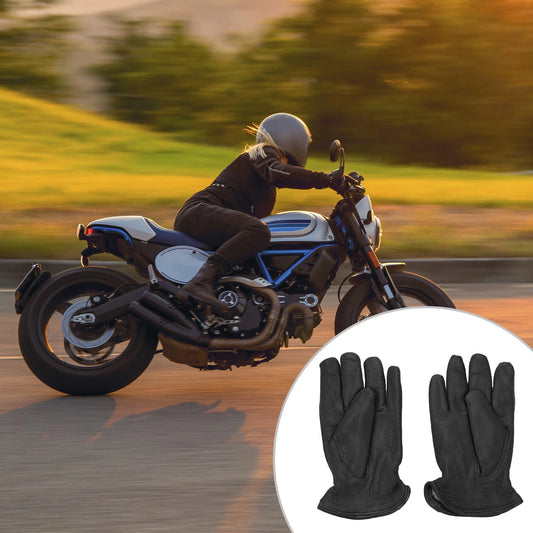 1 Pair XL Black Deerskin Breathable Full Finger Motorcycle Gloves for Motorcycle