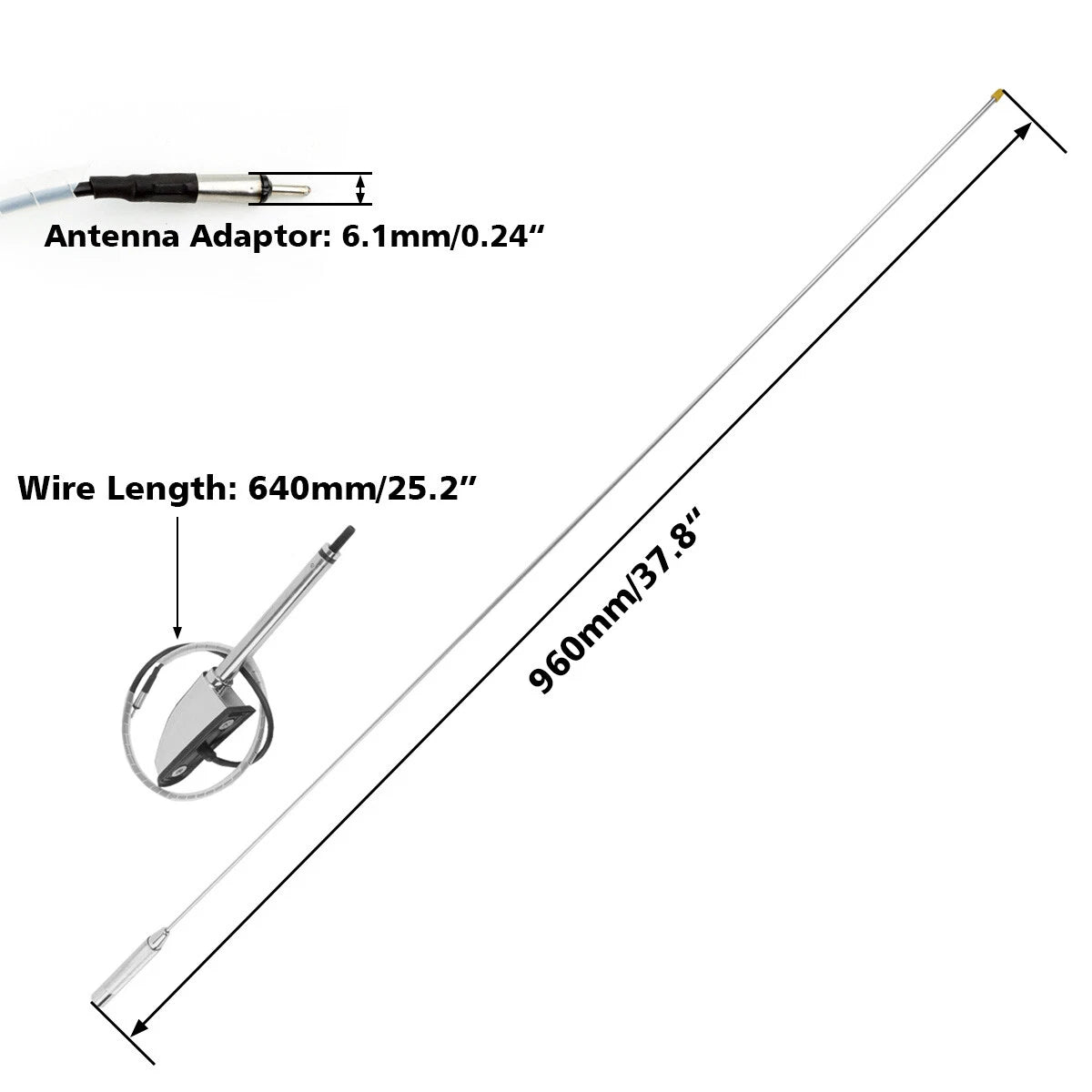 Antenna Kit Folding Mount Chrome for Honda Goldwing GL1800 (2001-2017)