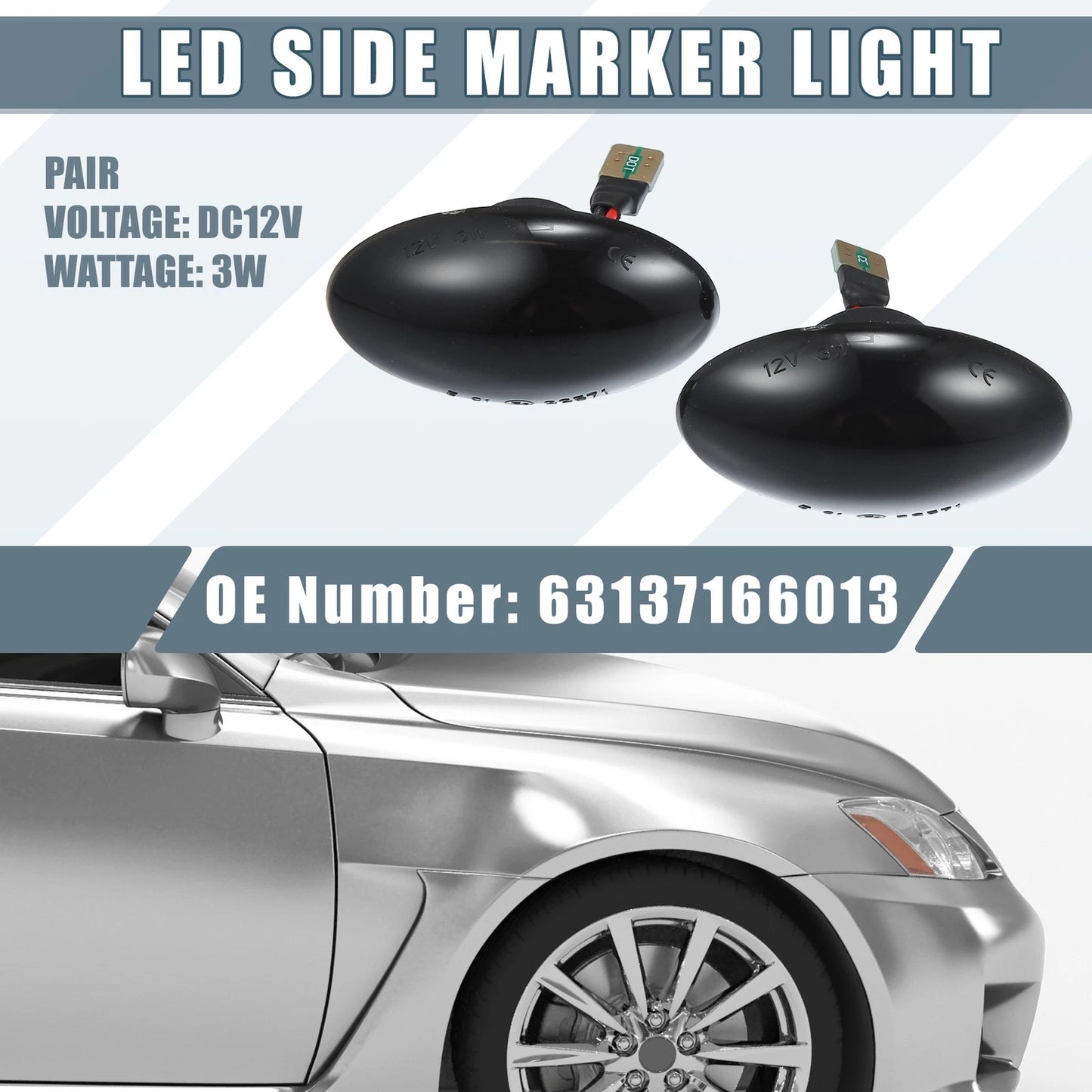 LED Side Marker Amber Lights for Mini Cooper R50 R52 (2002-2008)