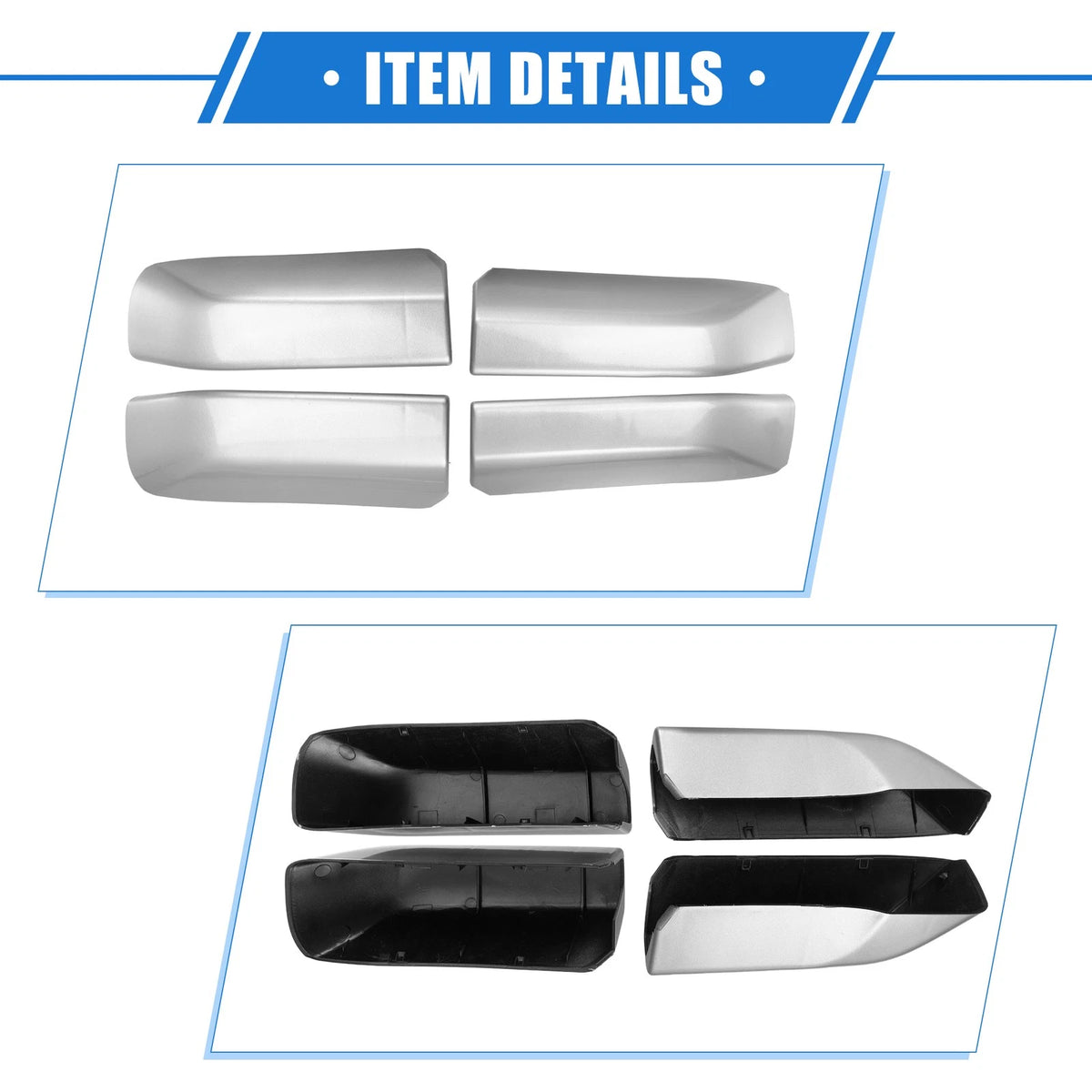 4 x Roof Rack Side Rail End Covers for Toyota 4Runner (2010-2022) Silver Tone