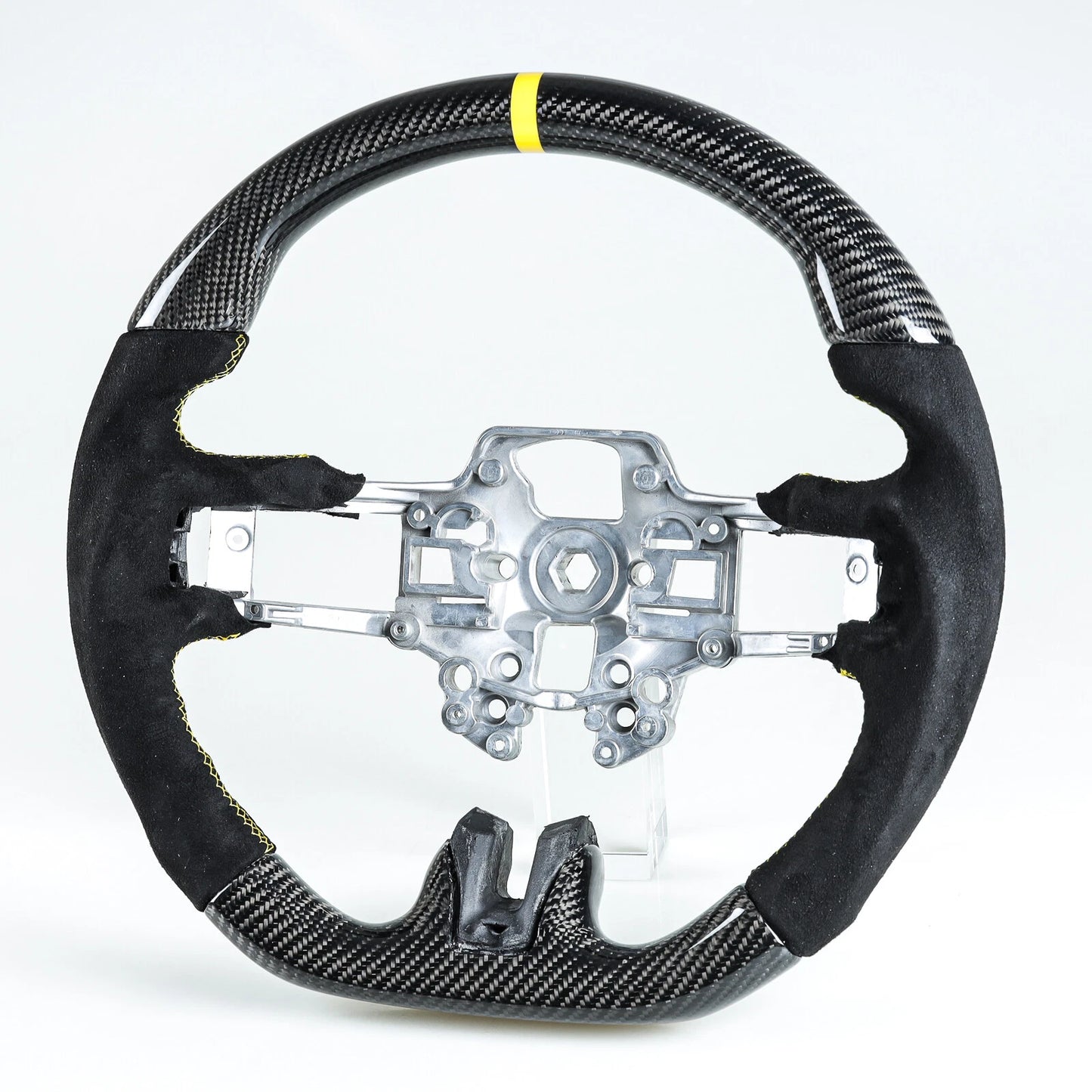 Steering Wheel Carbon Fiber Suede Yellow for Ford Mustang (2019-2022)