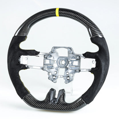 Steering Wheel Carbon Fiber Suede Yellow for Ford Mustang (2019-2022)