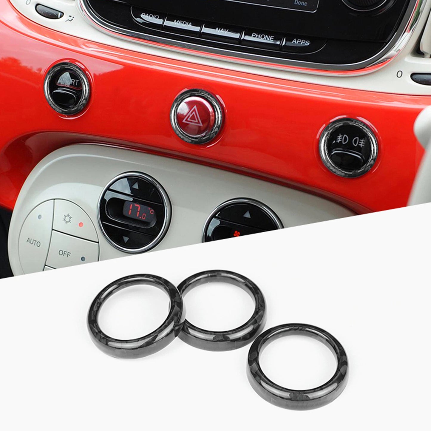 Button Trim Ring for Fiat 500 2011-2023 (2011-2023)