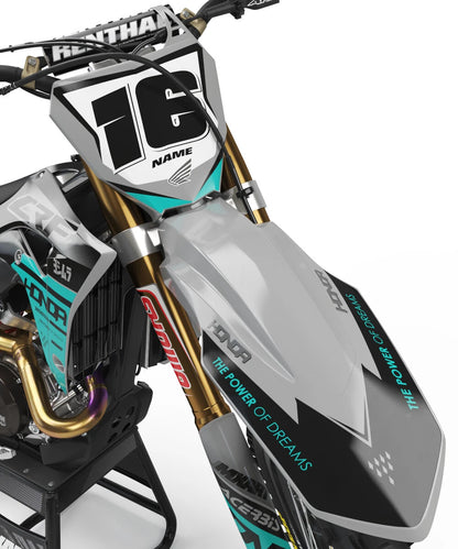 Custom Graphics Full Kit for Honda CRF80 2011-2020 - STING TEAL Stickers