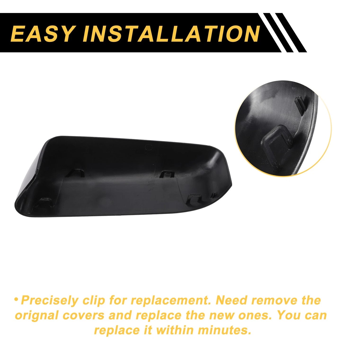 Gloss Black Left Right Rearview Mirror Covers for Ford F-150 (2009-2014)