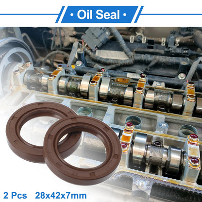 Oil Seal 28x42x7mm Seal Ring Shaft FKM Rubber Brown 2 x for Make Model