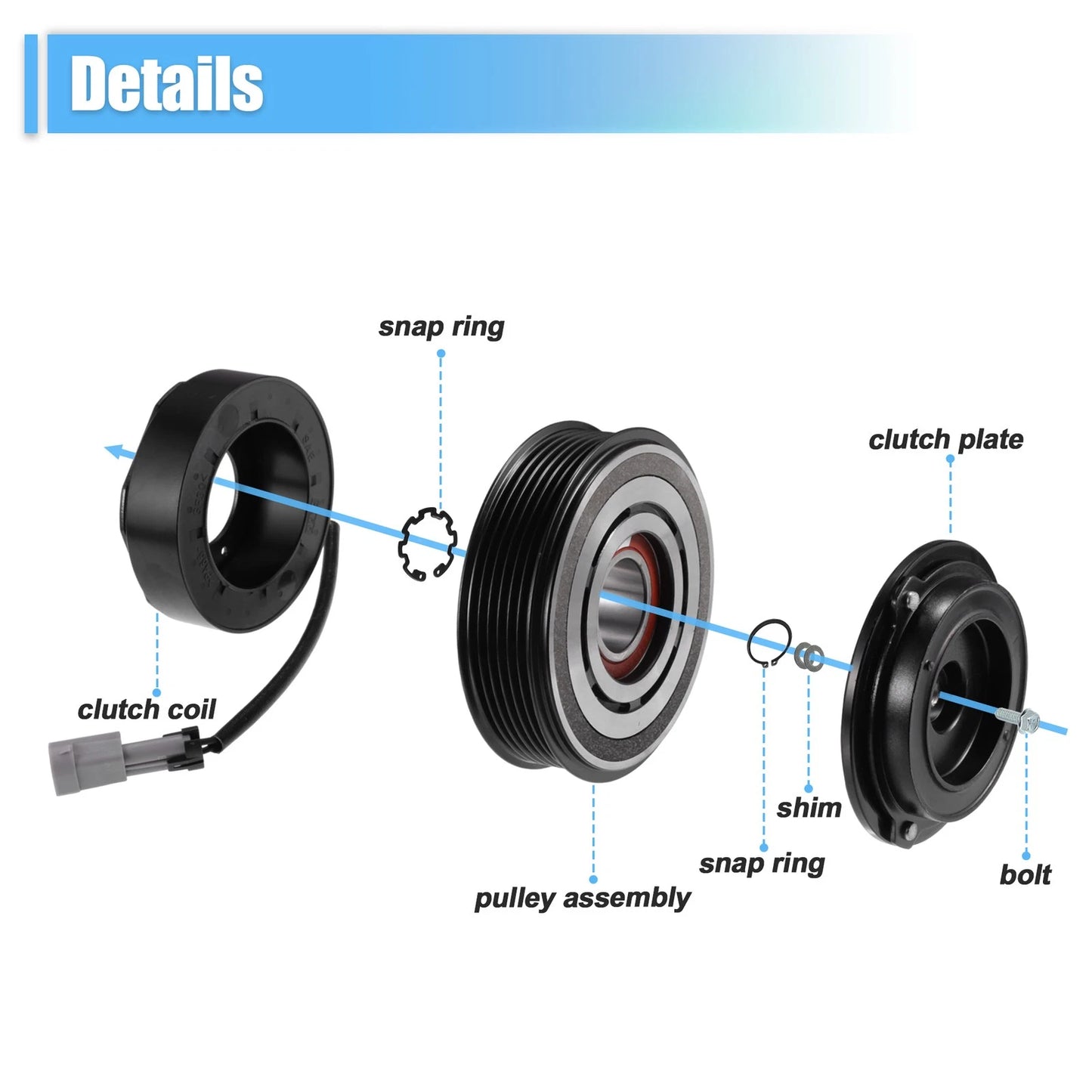 AC Clutch Kit 8CYL 6.6L for Chevrolet Silverado 2500HD (2002-2013)