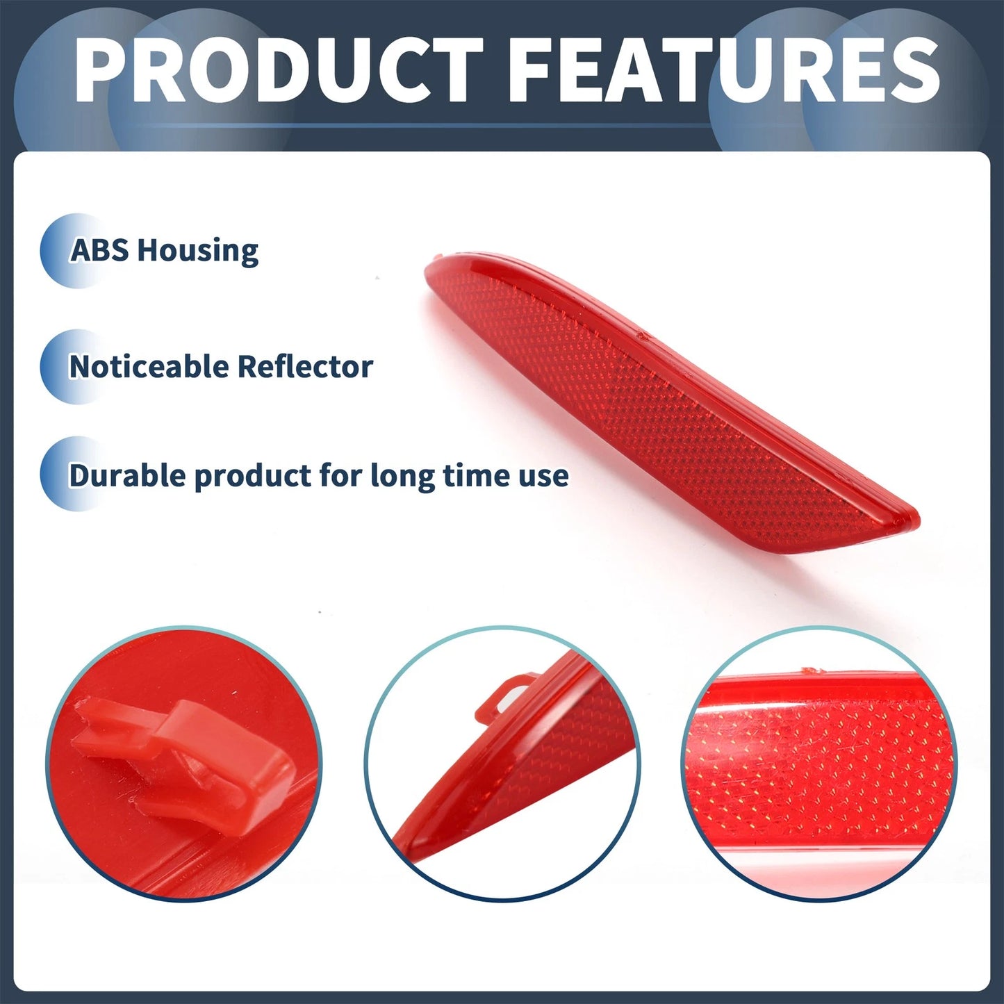 Red Rear Left Bumper Reflector for Ford Fiesta Sedan (2009-2012)