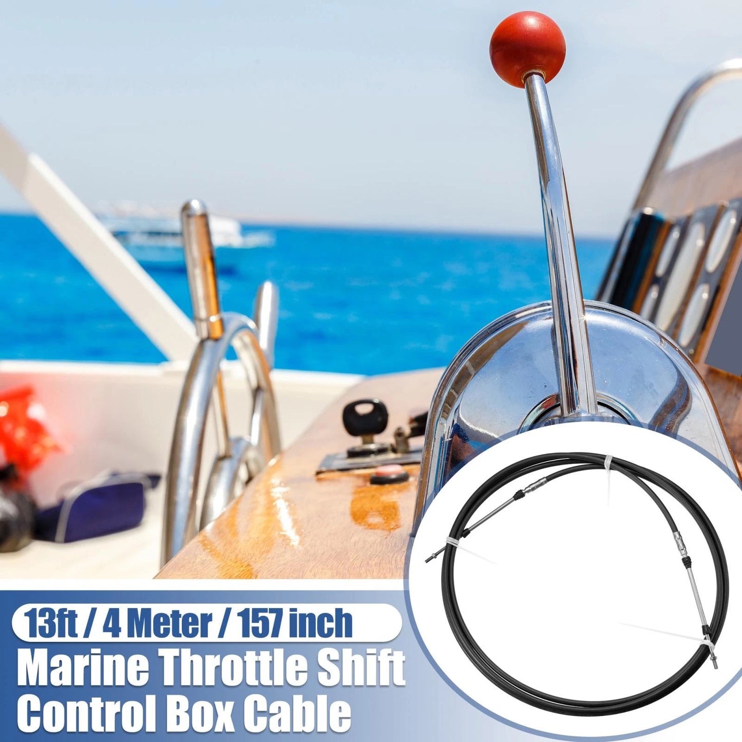 1x 13ft 157Inch Marine Type Shift Remote Control Box Cable for Yamaha Black