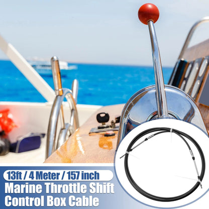 1x 13ft 157Inch Marine Type Shift Remote Control Box Cable for Yamaha Black