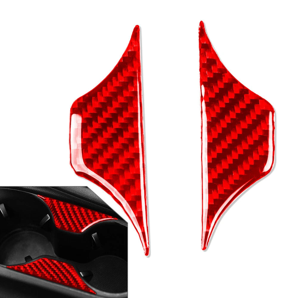 Carbon Fiber Red Water Cup Holder Cover Trim for Hyundai Veloster JS (2019-2023)