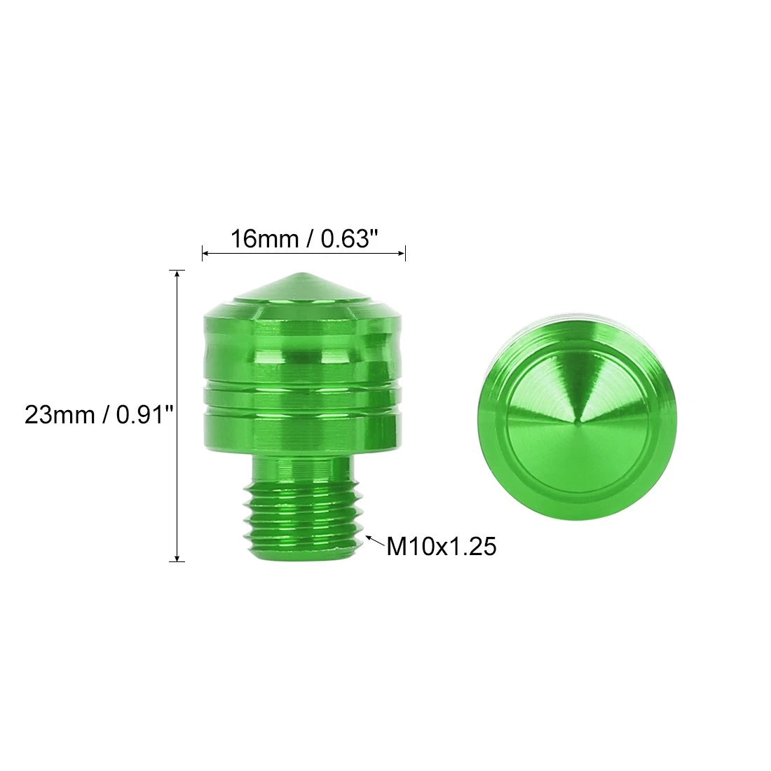 2 x 10mm Mirror Hole Plugs for Motorbike Motorcycle Green Universal