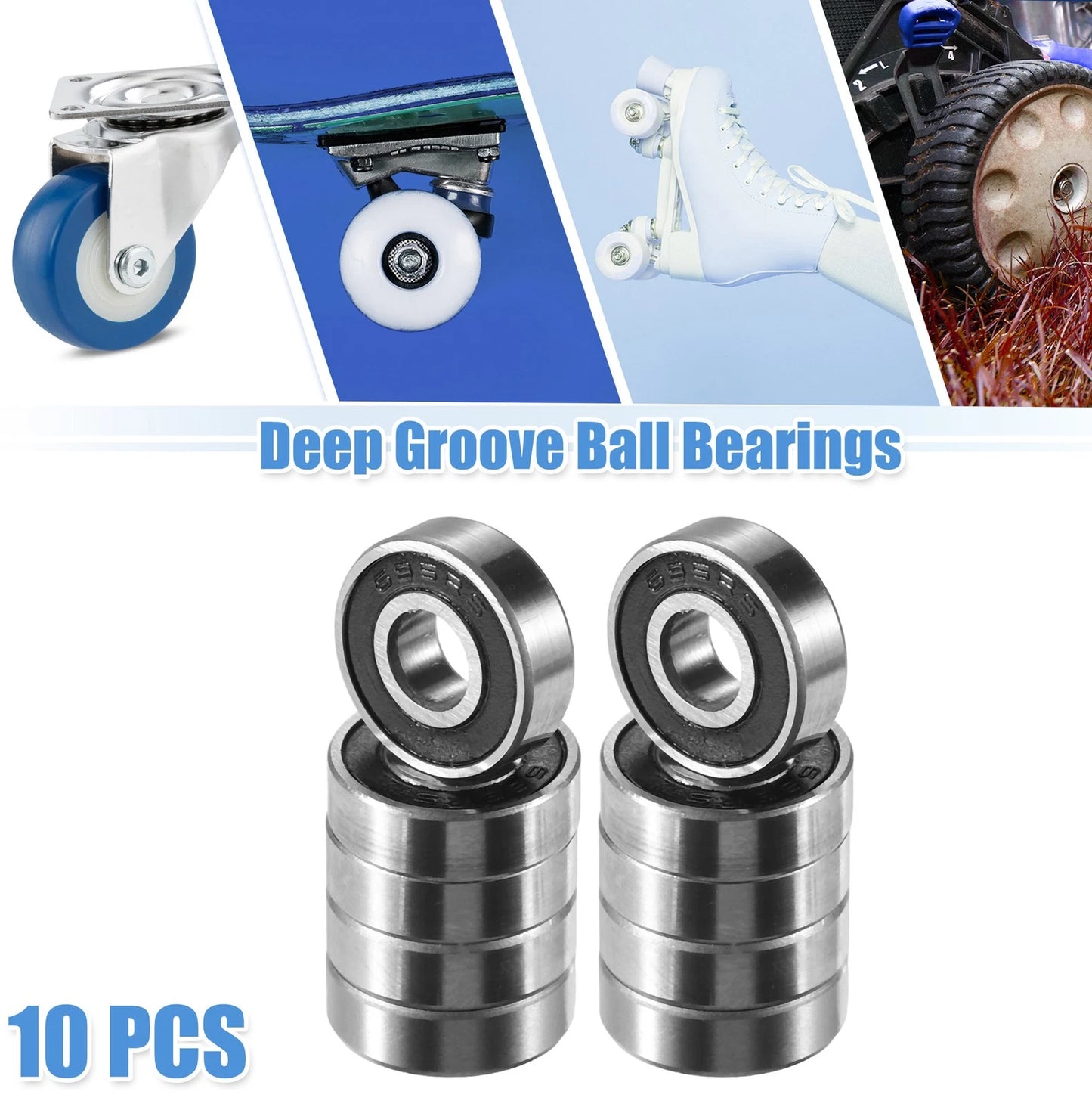 10 Pcs 5x13x4mm Double Rubber Shield Auto Deep Groove Ball Bearings for Auto