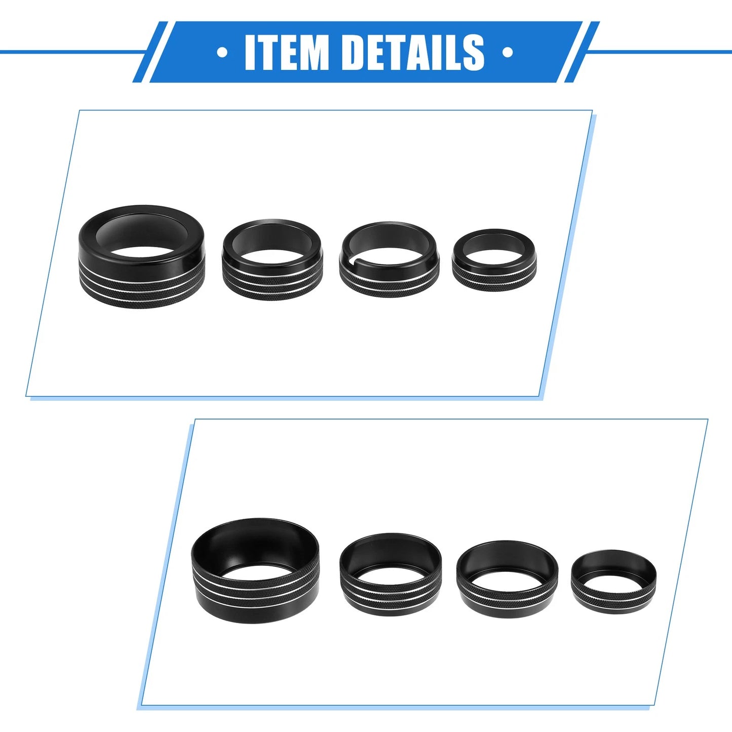 5pcs AC Climate Control Knob Ring for Chrysler 300, Dodge Challenger Black