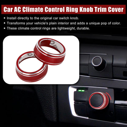 2 x Red AC Climate Control Ring Knob Trim Cover for Toyota RAV4 (2019–2021)