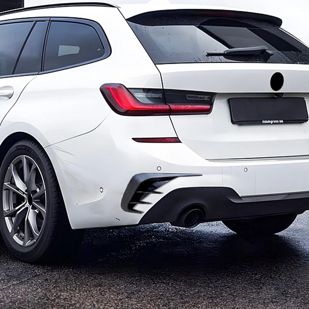 Black Carbon Style Trim Canards for BMW 3-Series Estate (2019–2022)