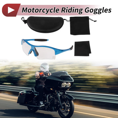 Set Riding Goggles Clear Lens Blue Frame PC TPU for Motorcycle
