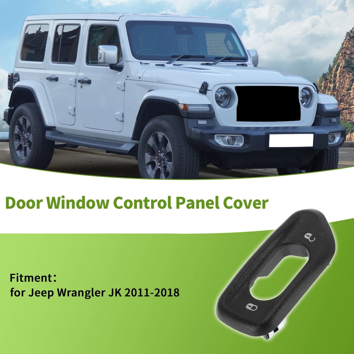 Front Left Window Switch Bezel Cover for Jeep Wrangler (2007-2018)