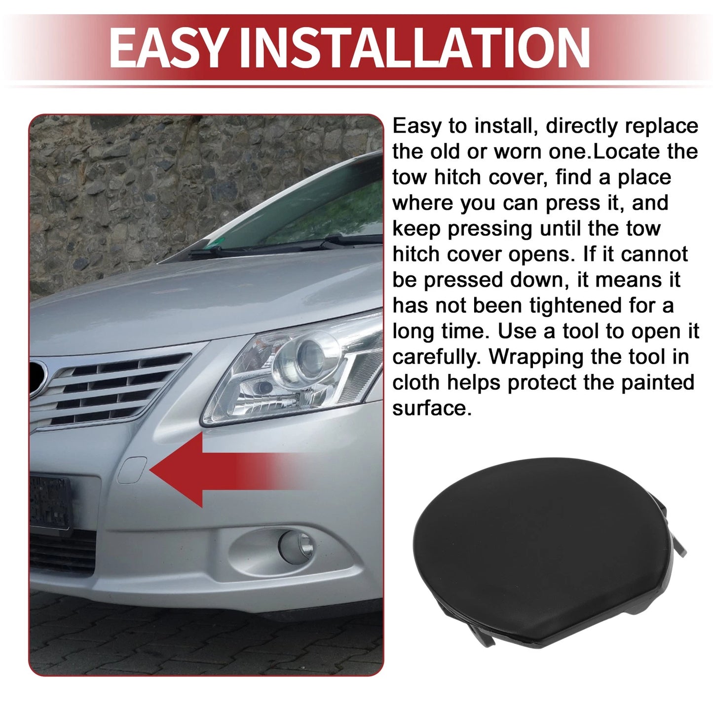 Left Front Tow Hook Cover Cap for Toyota Auris (2013-2015)