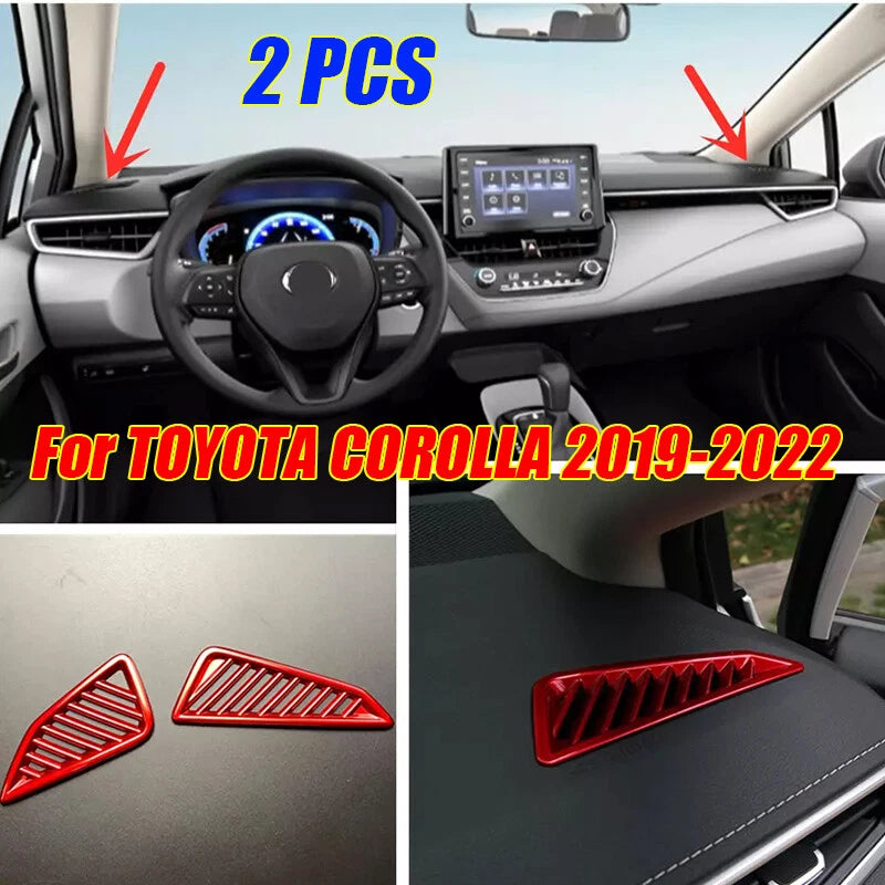 2 x Dashboard Air Vent Cover Trim Bright Red for TOYOTA COROLLA (2019-2022)