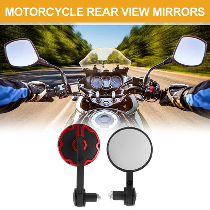 Rear View & Handlebar Mirrors Aluminum Plastic Black Red for Motorcycle