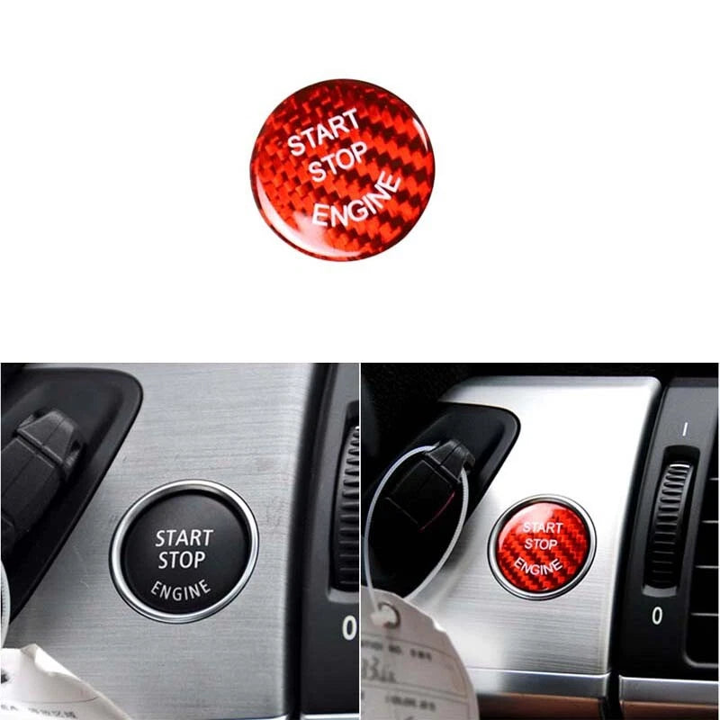 Carbon Fiber Engine Start Stop Buttons Trim fit For BMW Series 1 3 X5 X6 X3
