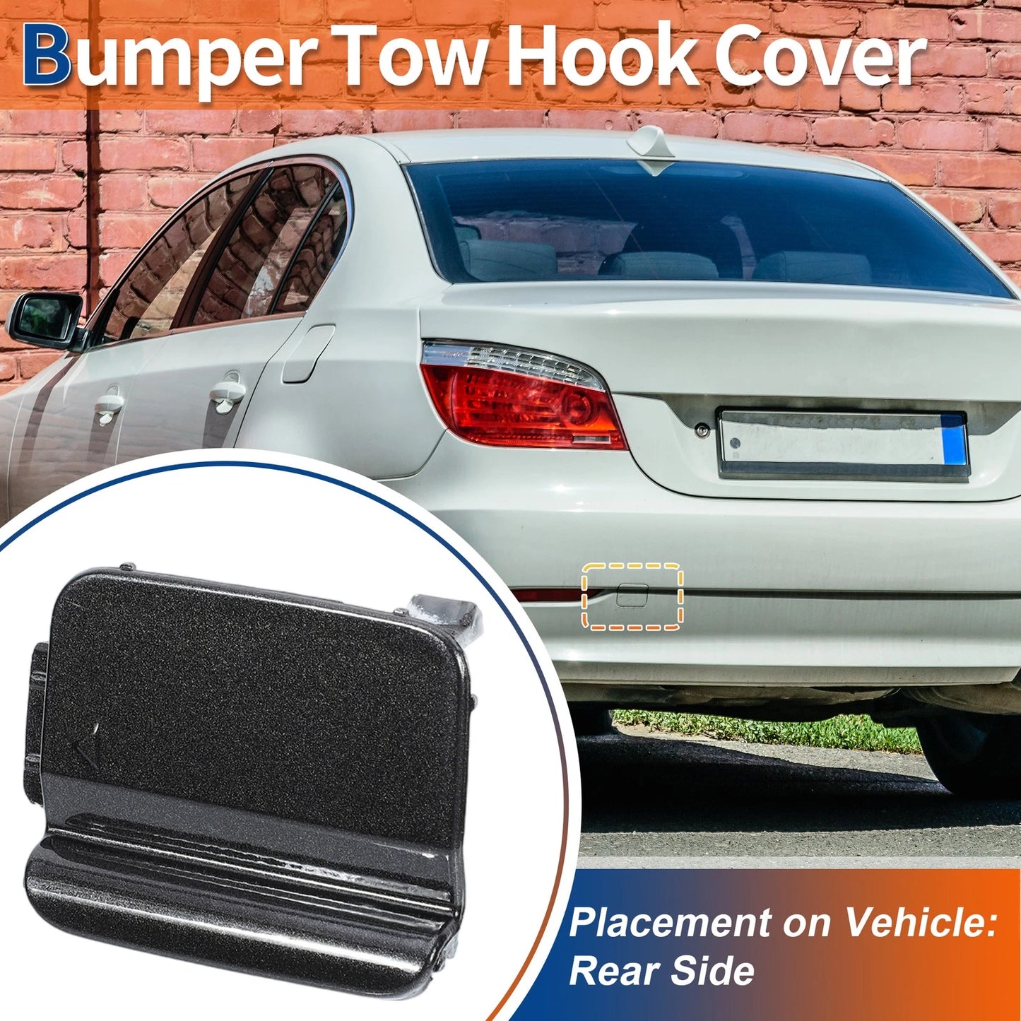 Rear Car Bumper Tow Hook Cover for BMW 528i 535i 550i Dark Gray