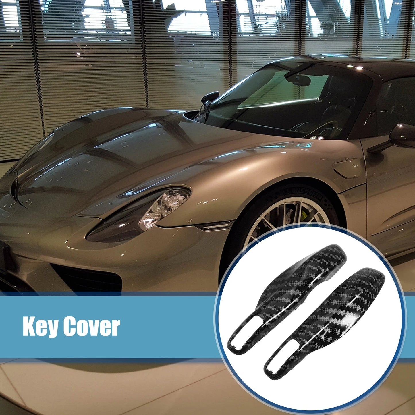 Key Cover Case for Porsche Macan Carbon Fiber Pattern Black