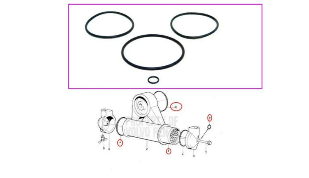 Oil Cooler Seal for Volvo Penta AQ120 AQ170 Marine Engines
