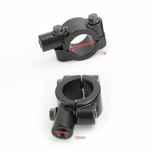 2 x 10mm Left Thread Mirror Clamp for 22mm Handlebar M10 Motorcycle
