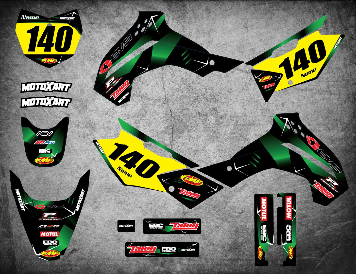 Custom Graphics Full Kit for Kawasaki KLX 140 (2008-2019) BARBED STYLE