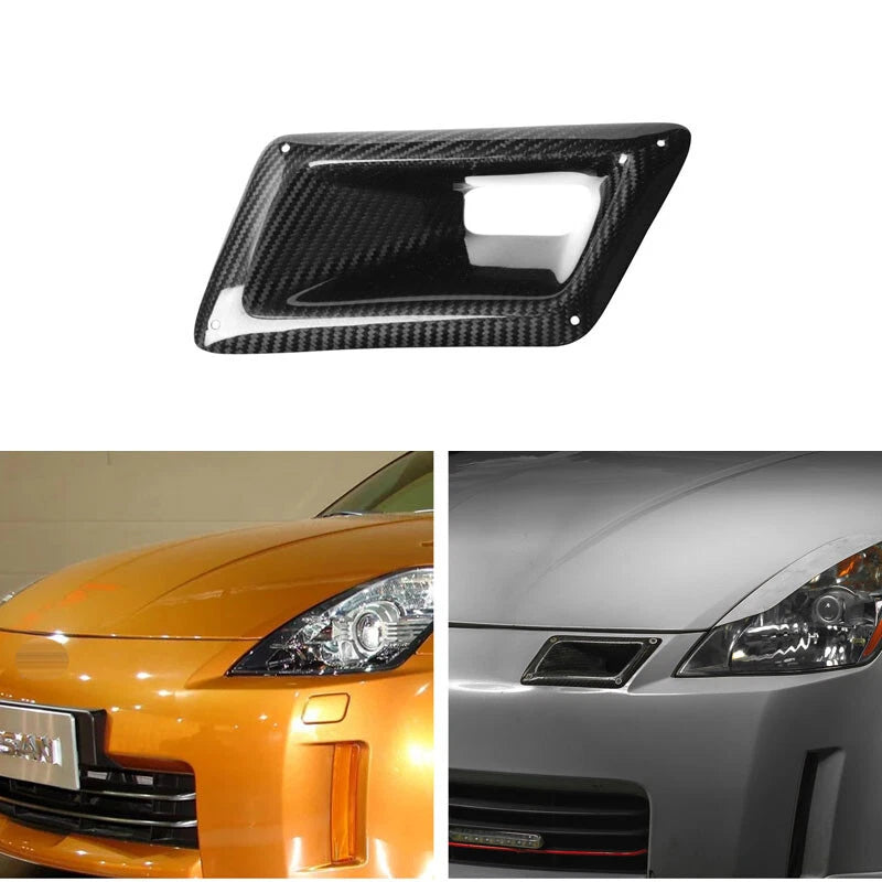 Real Carbon Fiber Front Hood Air Vent Port Trim fit for 2006-2009 Nissan 350Z