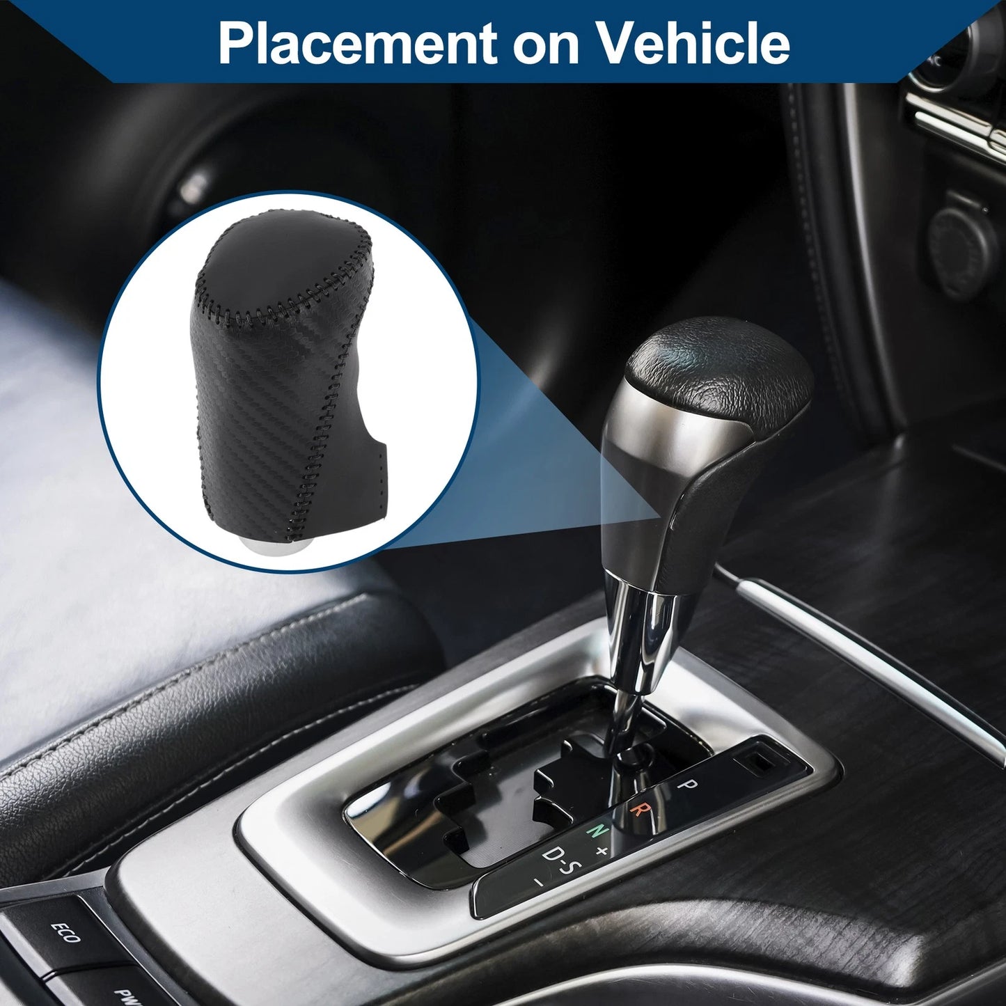 Gear Shift Knob Cover for Chevrolet Malibu (2016-2020) Black Carbon Fiber