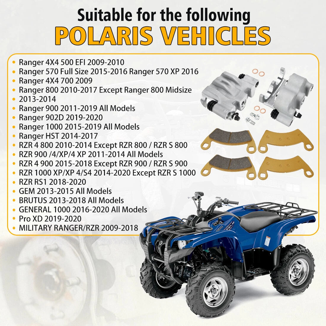 Front Brake Calipers with Pads for Polaris Ranger